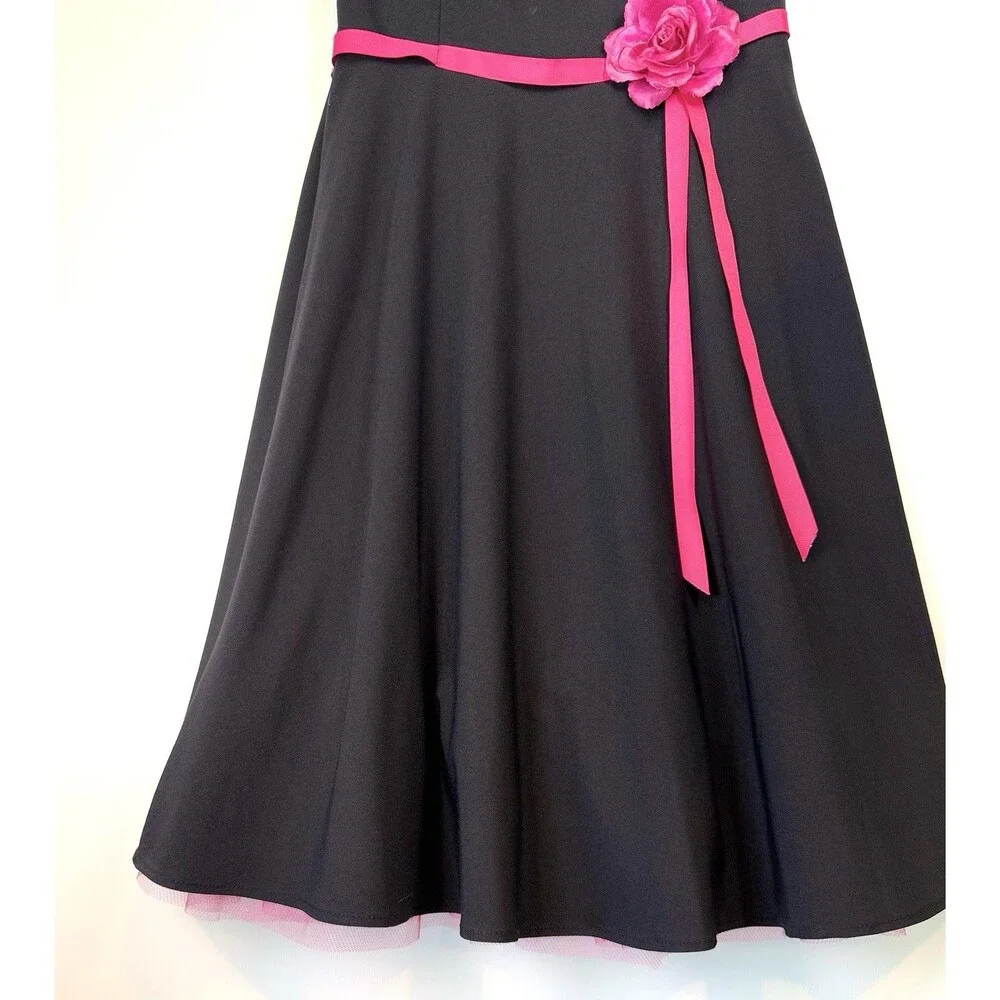 Vintage Rampage Strapless Dress Size 9 Pink Black Whimsi Goth A-Line 90s Y2K